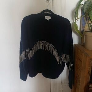 Wool Fringe Crystal Sweater